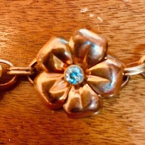 Copper Bracelet with Aquamarine Color Stones